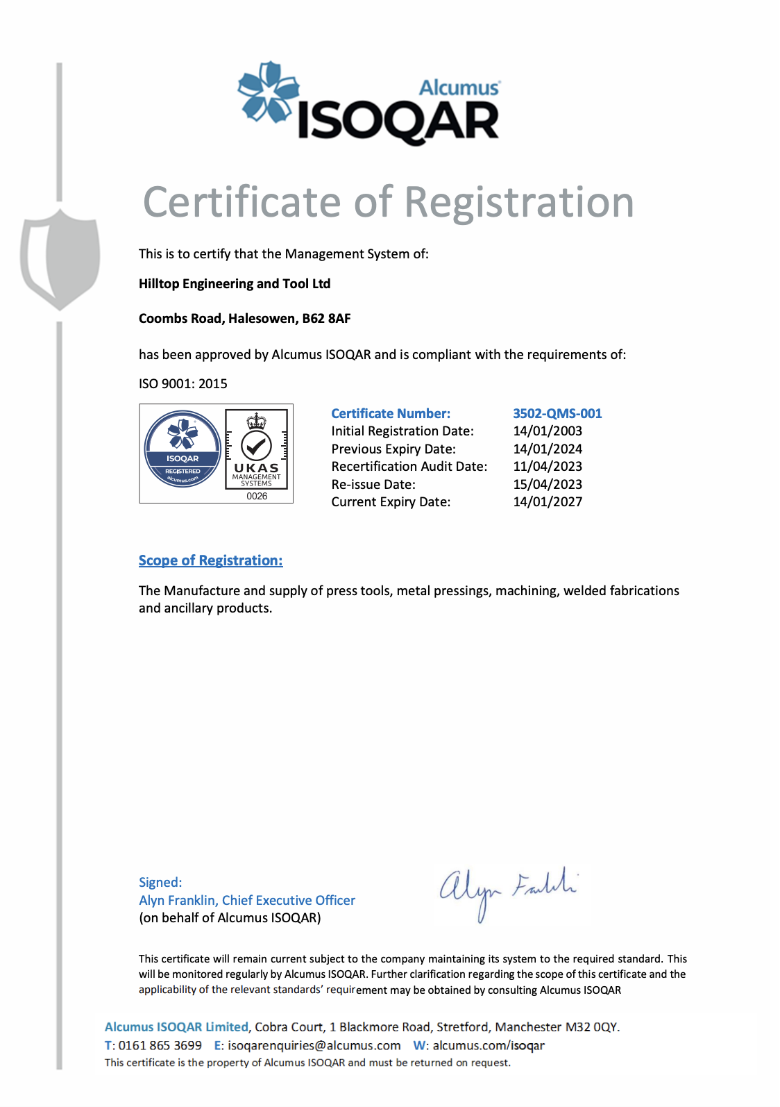 ISO Certificate